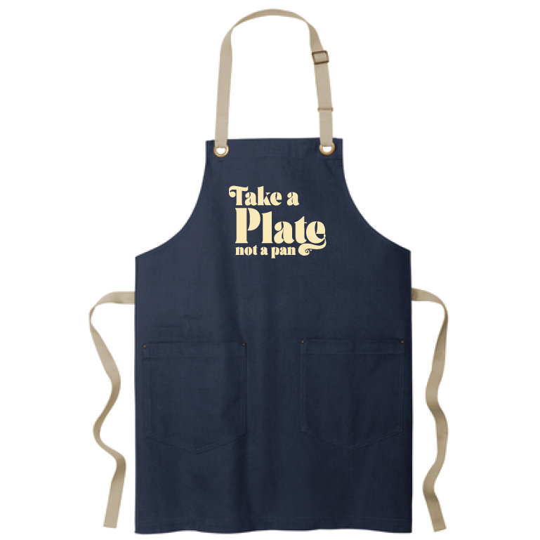 "Take A Plate" - Navy Blue Artisan Apron